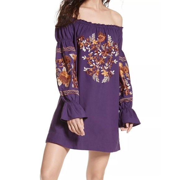 Free People Embroidered Off the shoulder Dress - Picture 4 of 8